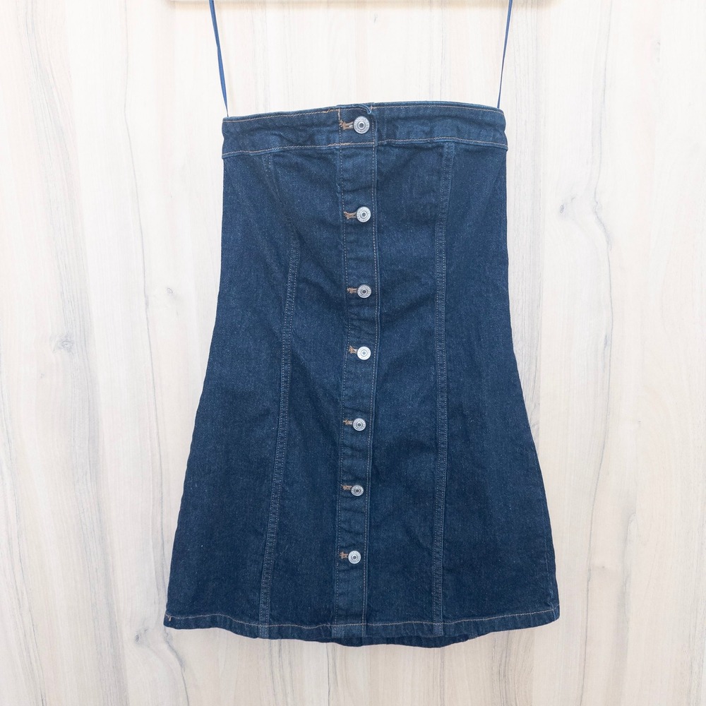 Abercrombie & Fitch Strapless Denim Mini Dress S Dark Wash Western Y2K Indie